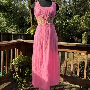 1960s Vintage Berkliff Chiffon Peignoir Lingerie Dress
